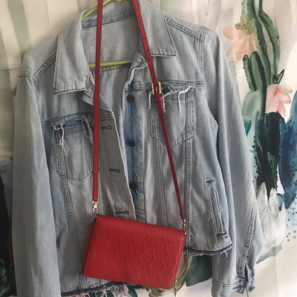 Red monogram Tory crossbody